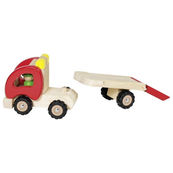 Goki 55963 Camioncino in Legno con Ruspa - Giocattolo per Bambini con Ruote in Gomma