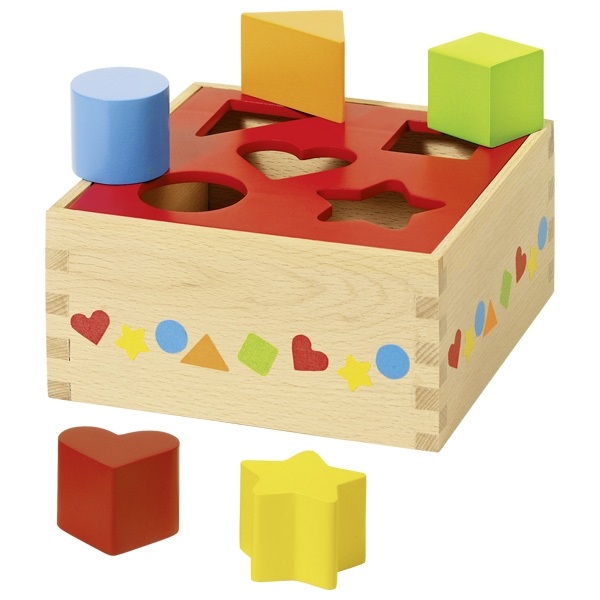 Goki 58580 Cubo delle Forme in Legno - Gioco di Ordinamento per Sviluppo delle Abilità Motorie, 16x16x7.6 cm, da 12 Mesi