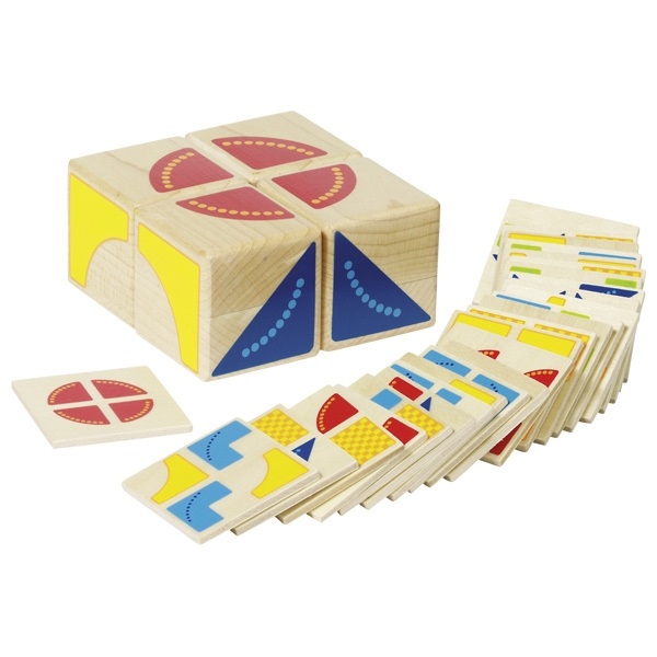 Goki Cubetti di Legno Multicolore - Gioco di Puzzle con 26 Carte d'Esempio