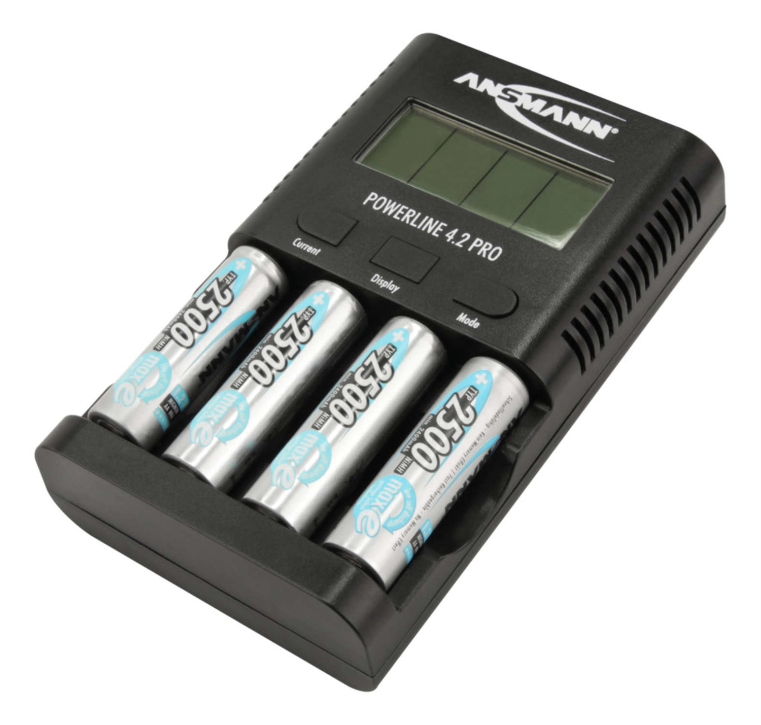 ANSMANN Powerline 4.2 Pro Caricabatterie per 4 batterie AA/AAA NiMH con 5 programmi di ricarica e spegnimento automatico