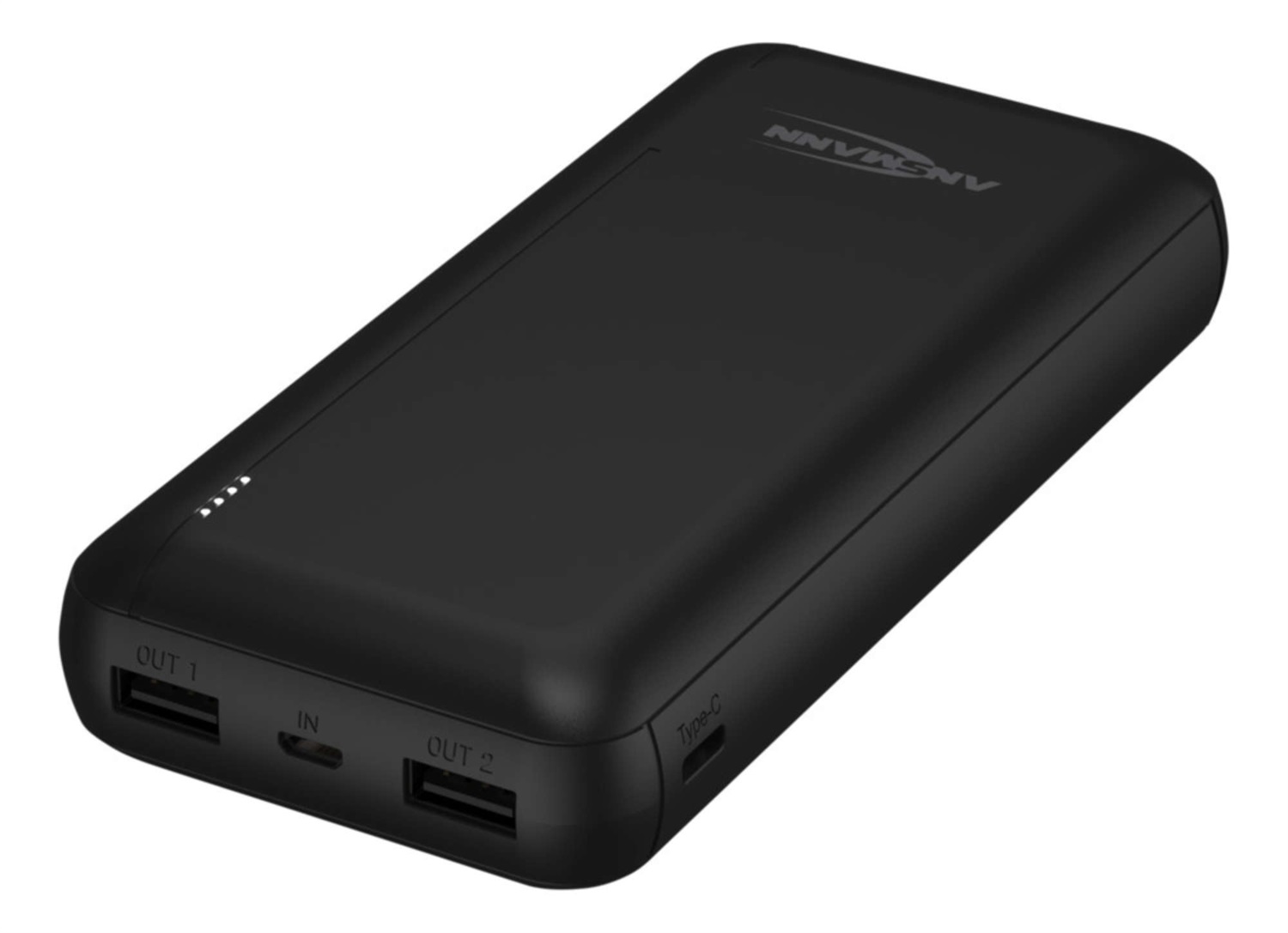 Ansmann Powerbank 20000 mAh - Batteria esterna con doppia porta USB, indicatore di carica LED, compatibile con smartphone