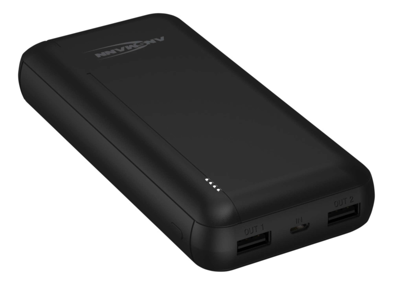 Ansmann Powerbank 20000 mAh - Batteria esterna con doppia porta USB, indicatore di carica LED, compatibile con smartphone