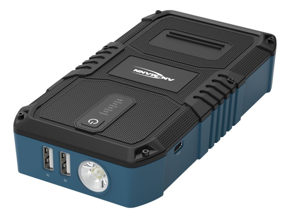 Ansmann Jump Starter 10.0 - Banco di avviamento 1500 A per veicoli a 12V con torcia LED e power bank