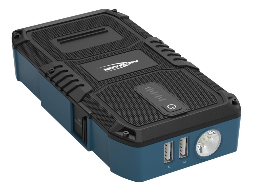Ansmann Jump Starter 10.0 - Banco di avviamento 1500 A per veicoli a 12V con torcia LED e power bank