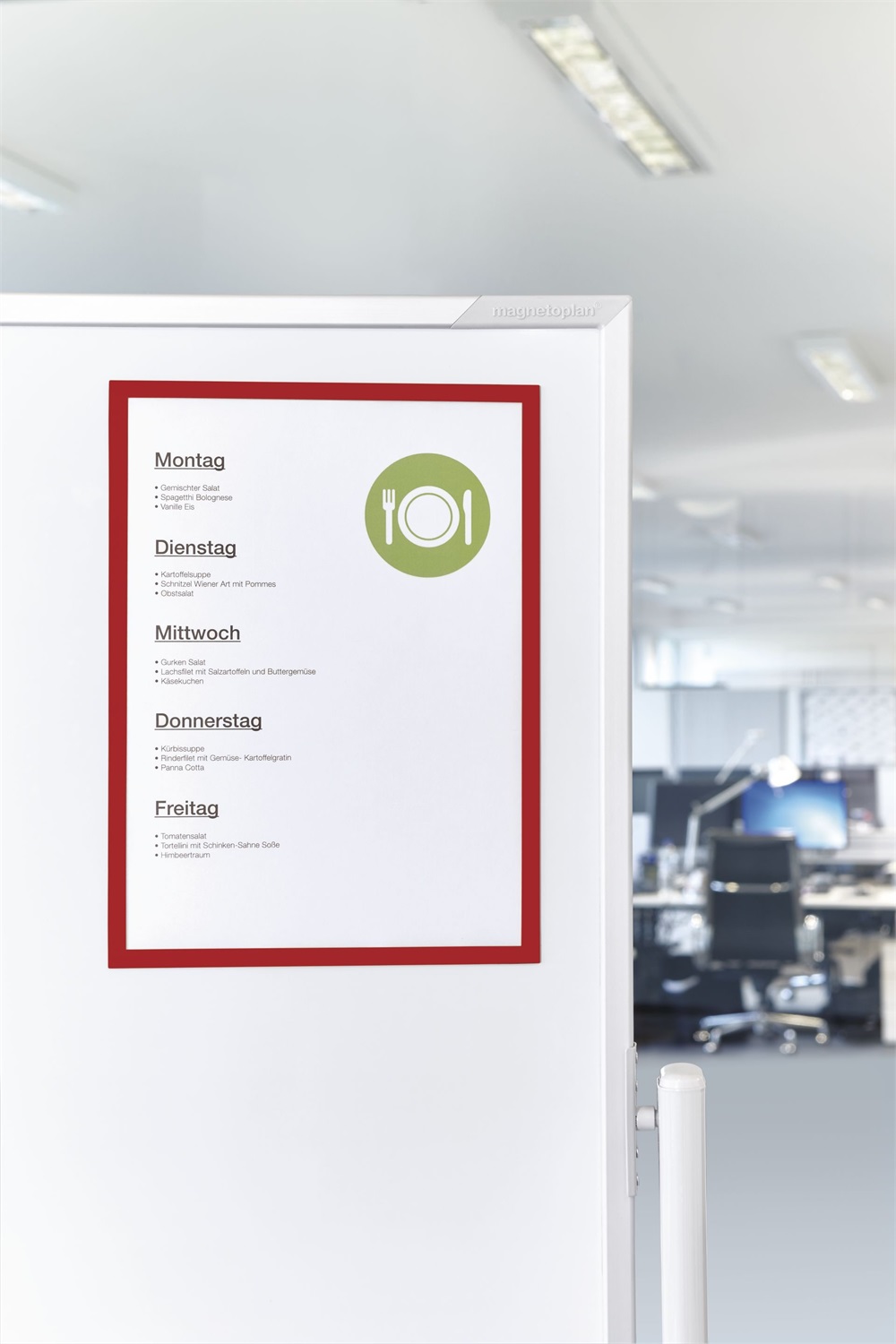 Magnetoplan Magnetofix - Cornice magnetica autoadesiva A4, 5 pezzi, impermeabile, porta documenti magnetico, pieghevole, colore rosso