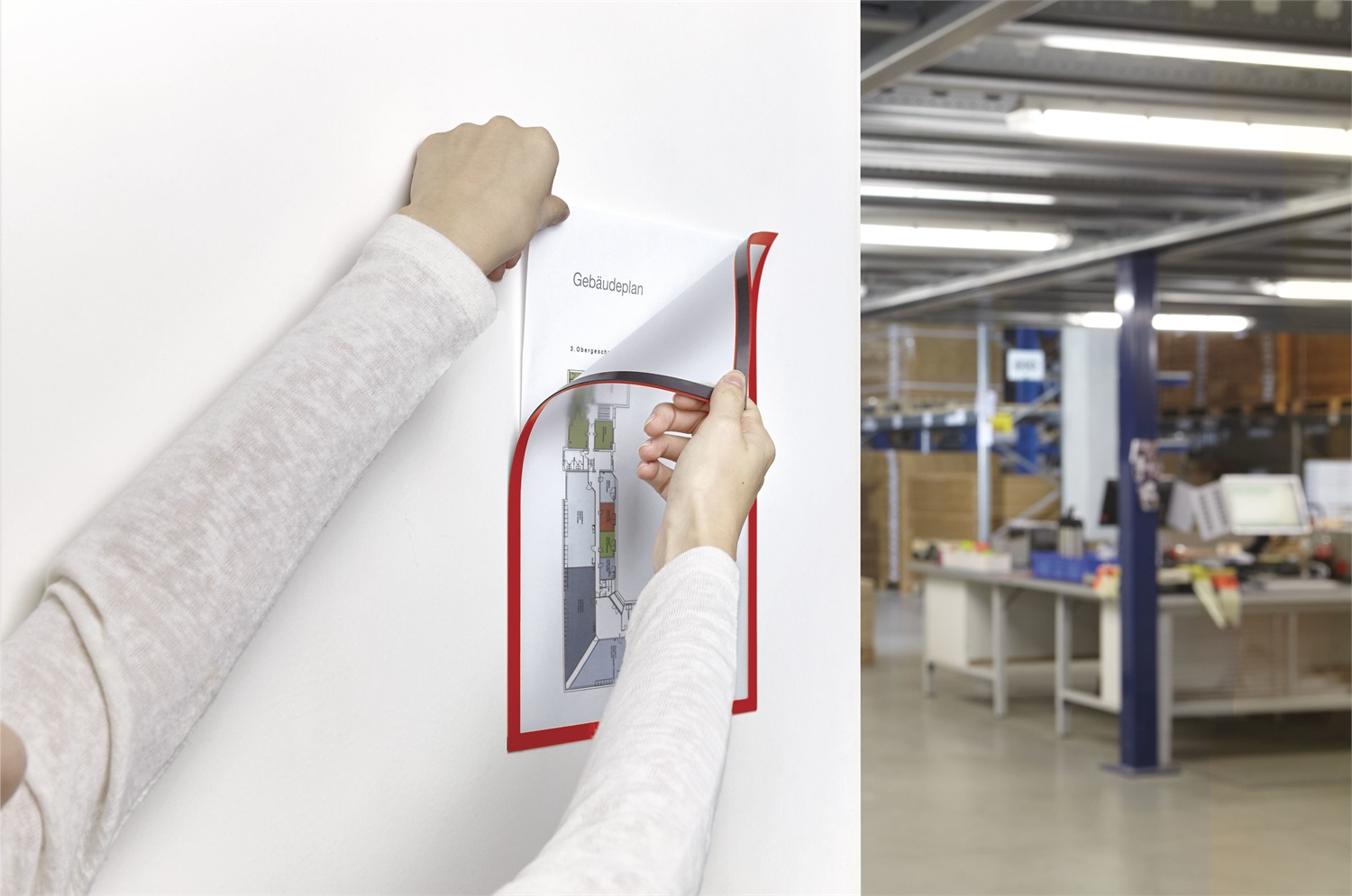 Magnetoplan Magnetofix - Cornice magnetica autoadesiva A4, 5 pezzi, impermeabile, porta documenti magnetico, pieghevole, colore rosso