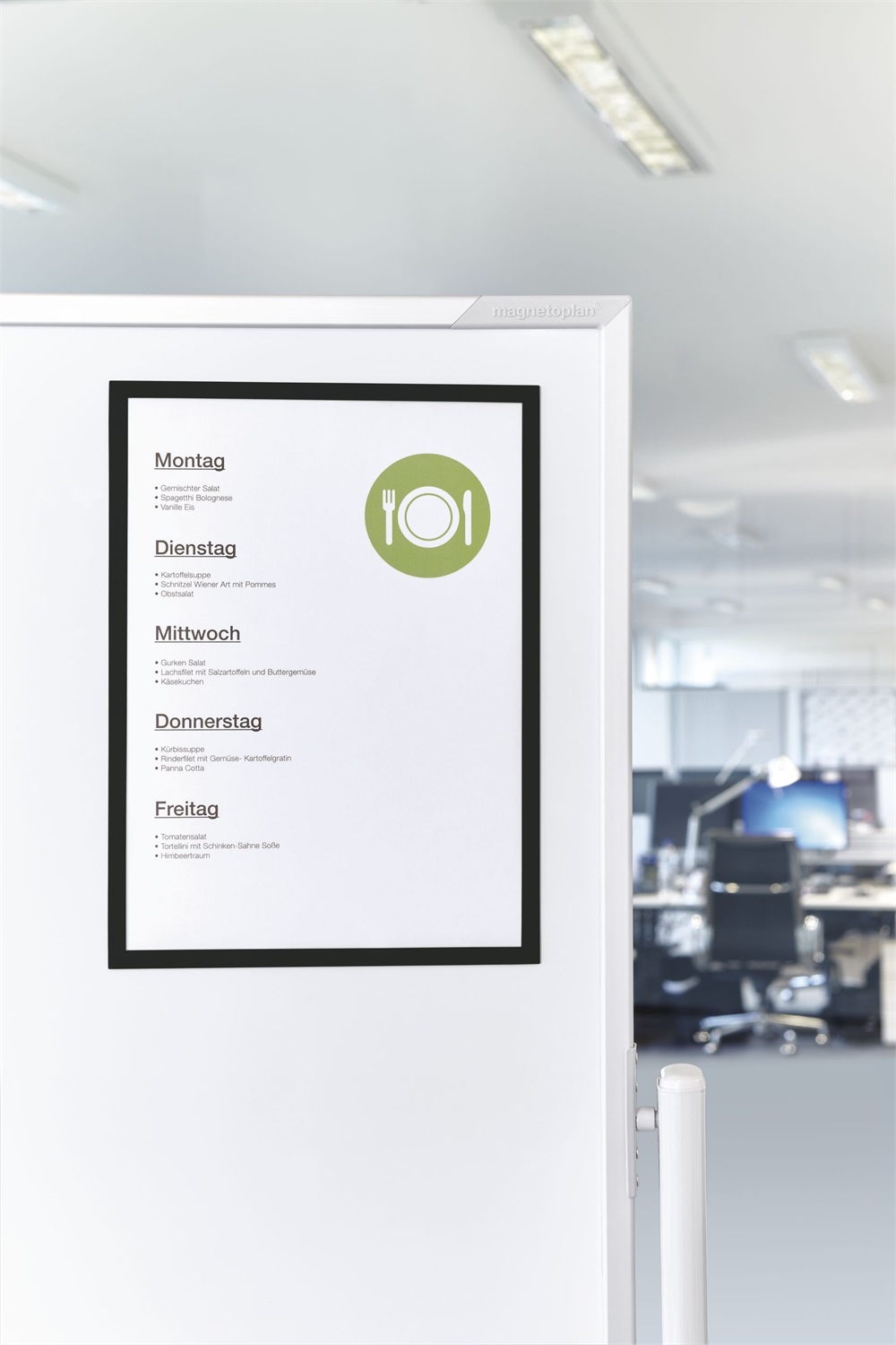 Magnetoplan 1130312 Cornice Magnetica Magnetofix A4 Nero - 5 Pezzi, Utilizzabile Verticale e Orizzontale, Facile Sostituzione