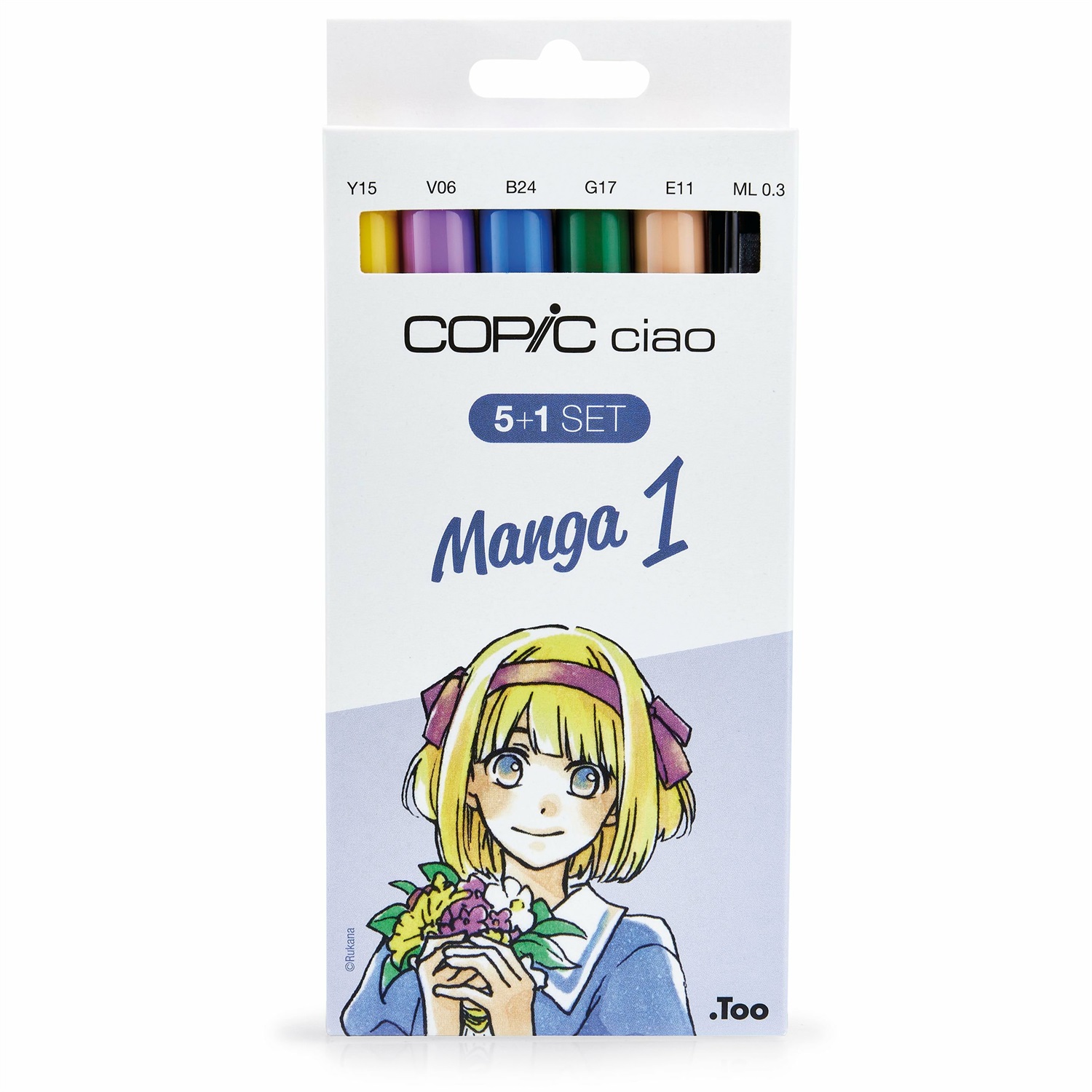 Copic Ciao Set 5 1 Manga 1 - 5 Pennarelli a Base Alcolica con Doppia Punta (Pennello e Scalpello) e 1 Multiliner Nero