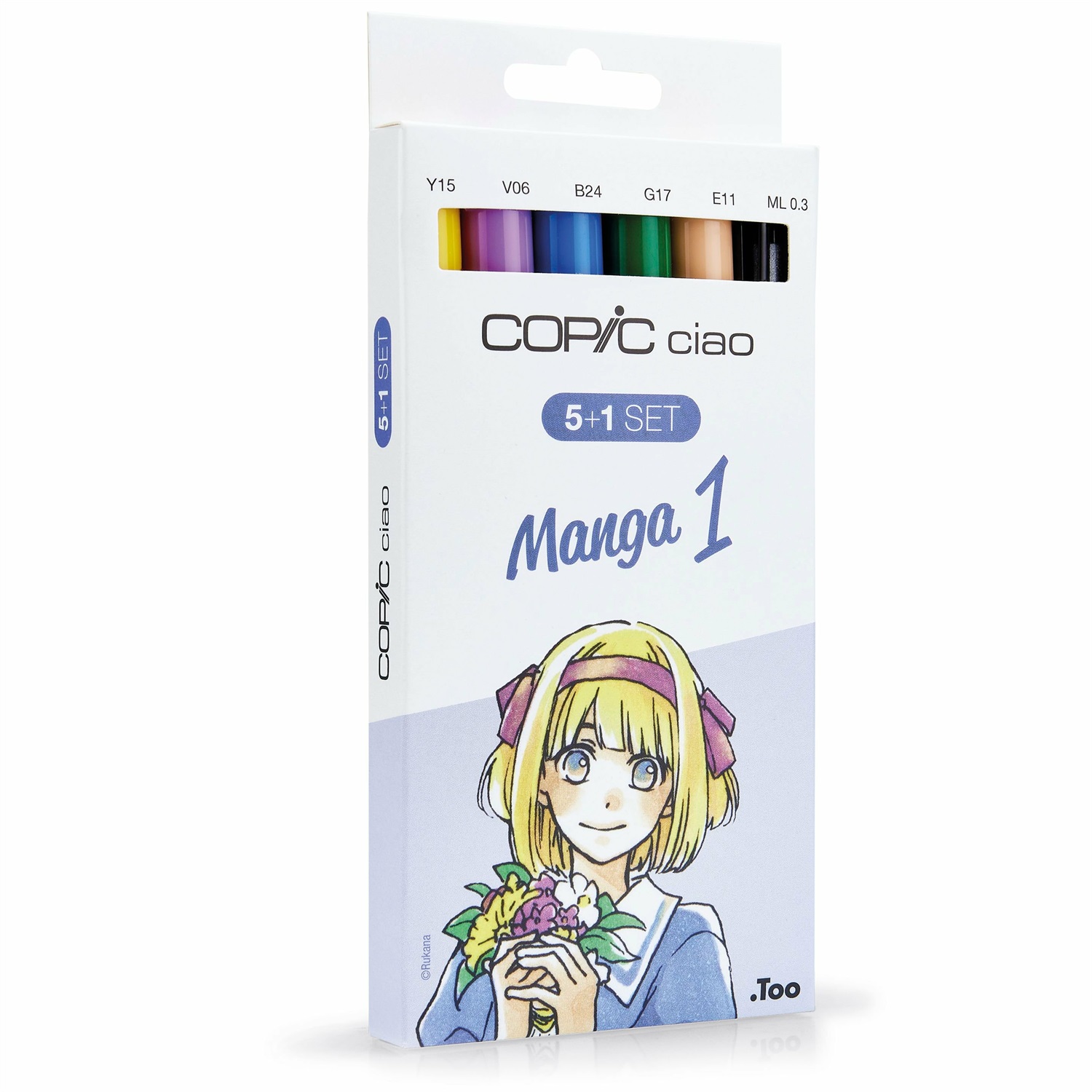 Copic Ciao Set 5 1 Manga 1 - 5 Pennarelli a Base Alcolica con Doppia Punta (Pennello e Scalpello) e 1 Multiliner Nero