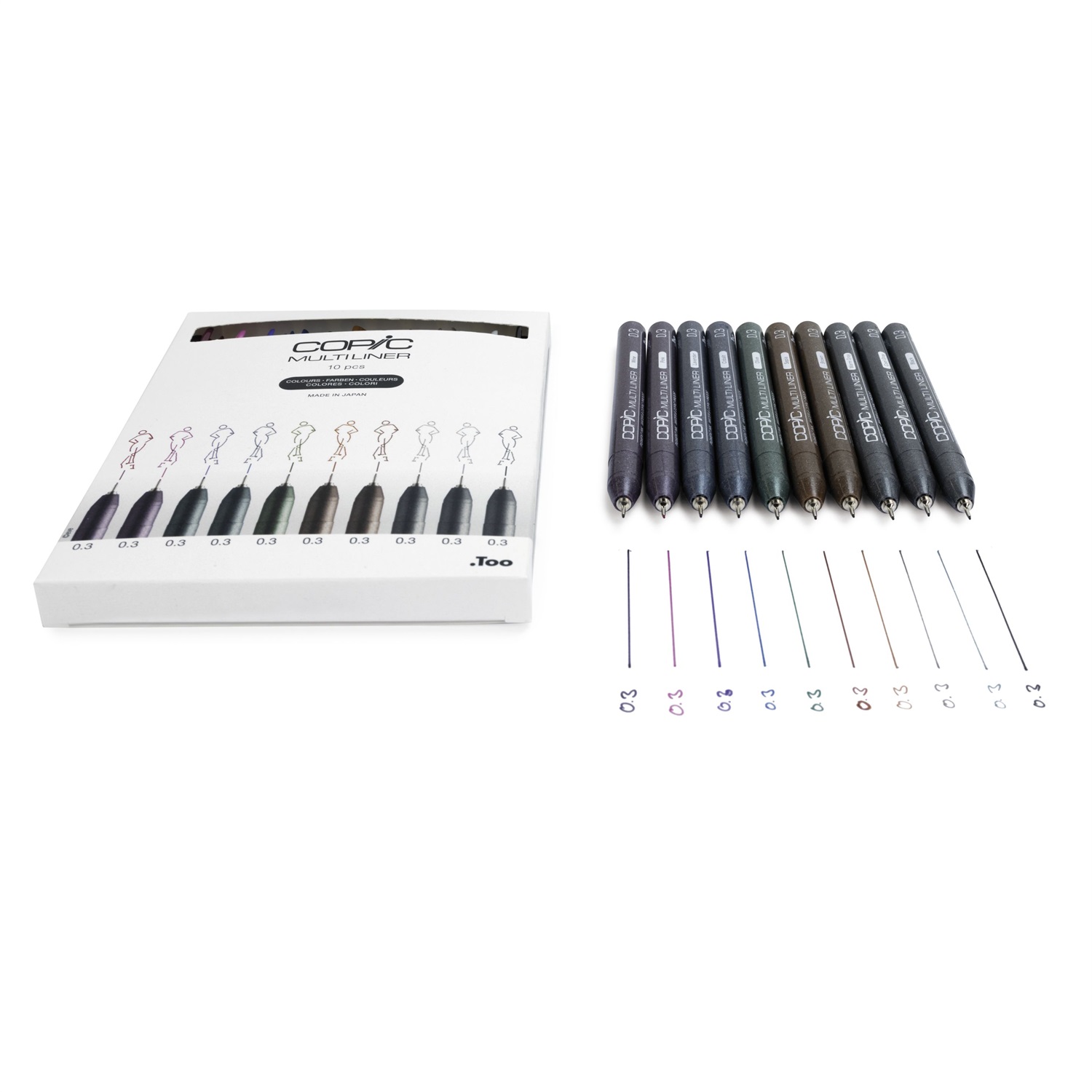 Copic Pennarelli Multicolori Set di 10 - Fine 0,3 mm, Inchiostro Impermeabile e Resistente alla Luce per Arte e Grafica