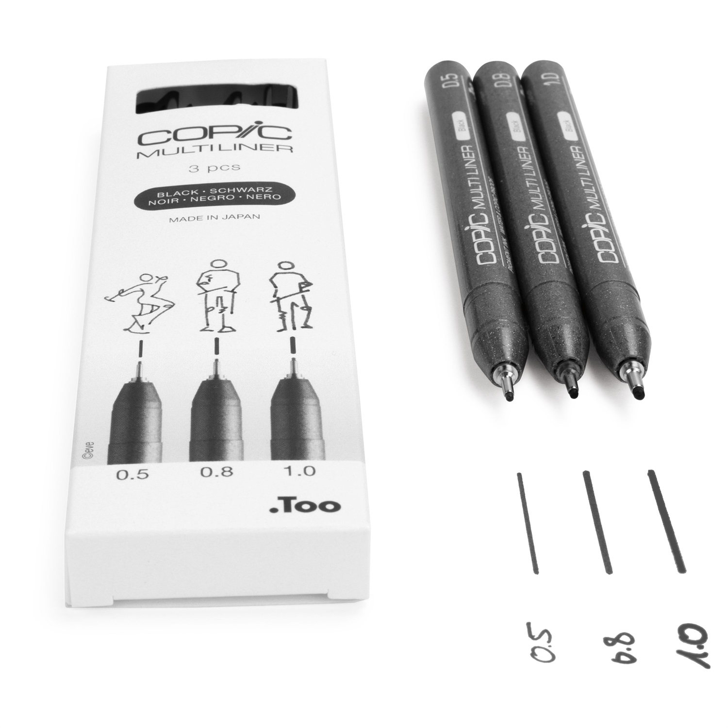 Copic Multiliner Set da 3 Penne Tecniche Broad Nero - Inchiostro Impermeabile e Resistente alla Luce per Arte e Grafica