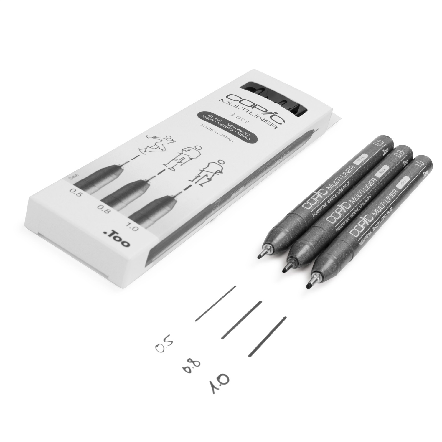 Copic Multiliner Set da 3 Penne Tecniche Broad Nero - Inchiostro Impermeabile e Resistente alla Luce per Arte e Grafica