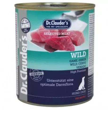 Dr. Clauder's Cibo Umido per Cani Selvaggina 800 g - 98% Carne, Arricchito con Minerali e Inulina di Cicoria