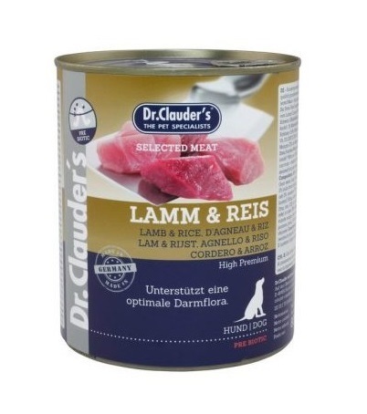Dr. Clauder's Cibo Umido per Cani Agnello e Riso 800 g - Bocconi di Carne Pregiata, Senza Appetizzanti Artificiali