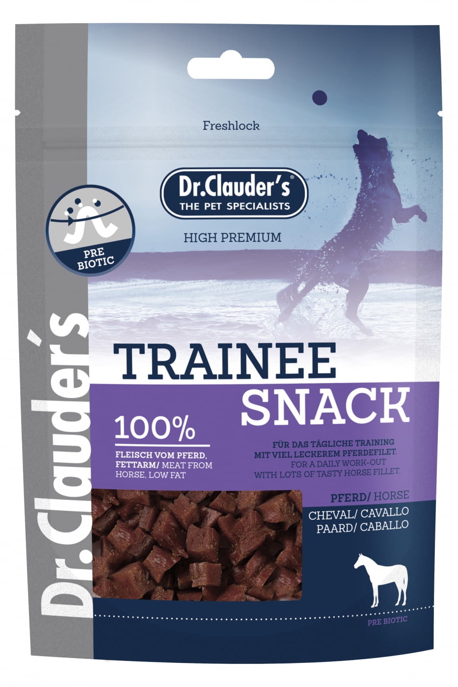 Dr. Clauder's Trainee Snack Cubetti 100% Cavallo per Cani - Snack Sano e Gustoso 80g