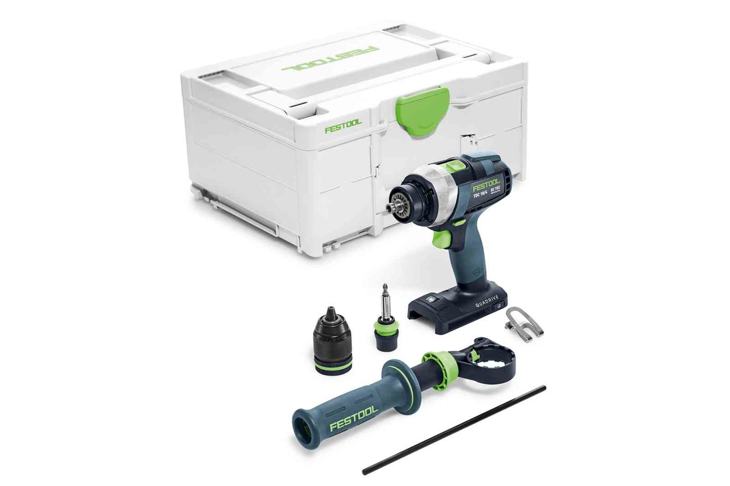 Festool Trapano Avvitatore a Batteria QUADRIVE TDC 18/4 I-Basic - Potente, 3600 Giri/min, 1,9 kg, Nero e Blu