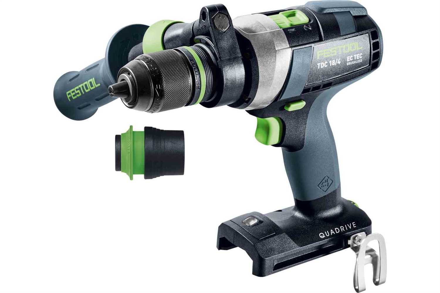 Festool Trapano Avvitatore a Batteria QUADRIVE TDC 18/4 I-Basic - Potente, 3600 Giri/min, 1,9 kg, Nero e Blu
