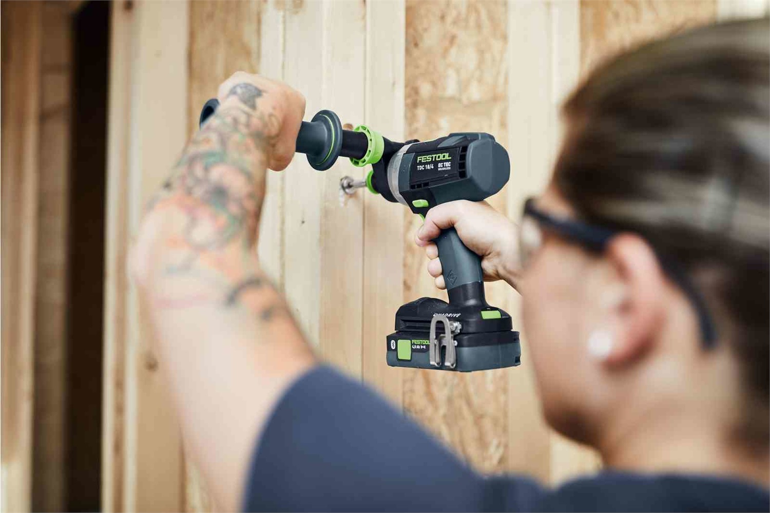 Festool Trapano Avvitatore a Batteria QUADRIVE TDC 18/4 I-Basic - Potente, 3600 Giri/min, 1,9 kg, Nero e Blu