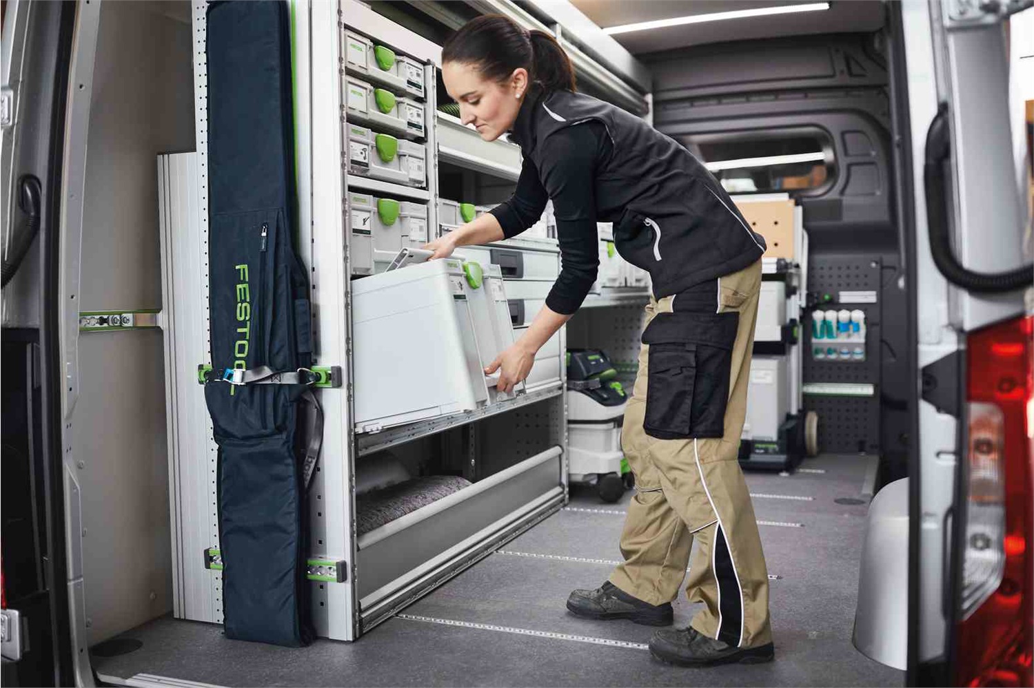 Festool Systainer SYS3 M 112 - Valigetta Portautensili Verde e Bianco con Maniglia Aggiuntiva