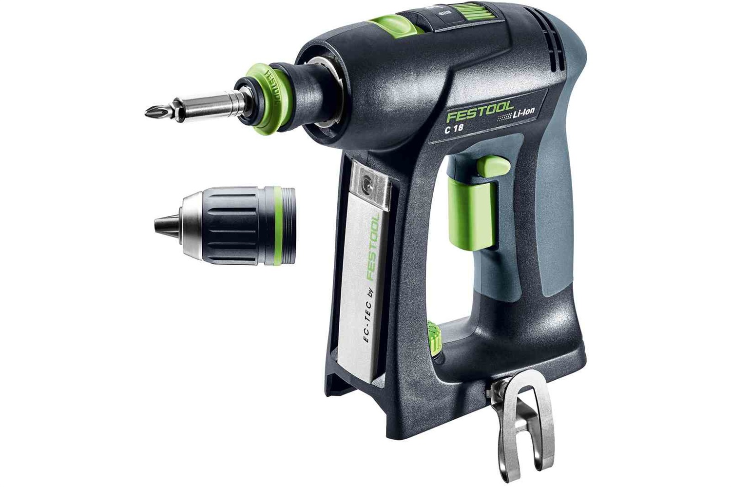 Festool C 18-Basic Trapano Avvitatore a Batteria 18V - 1500 Giri/min, 8 Nm, Senza Chiave, Impugnatura a Pistola, Sistema CENTROTEC, Accessori Inclusi