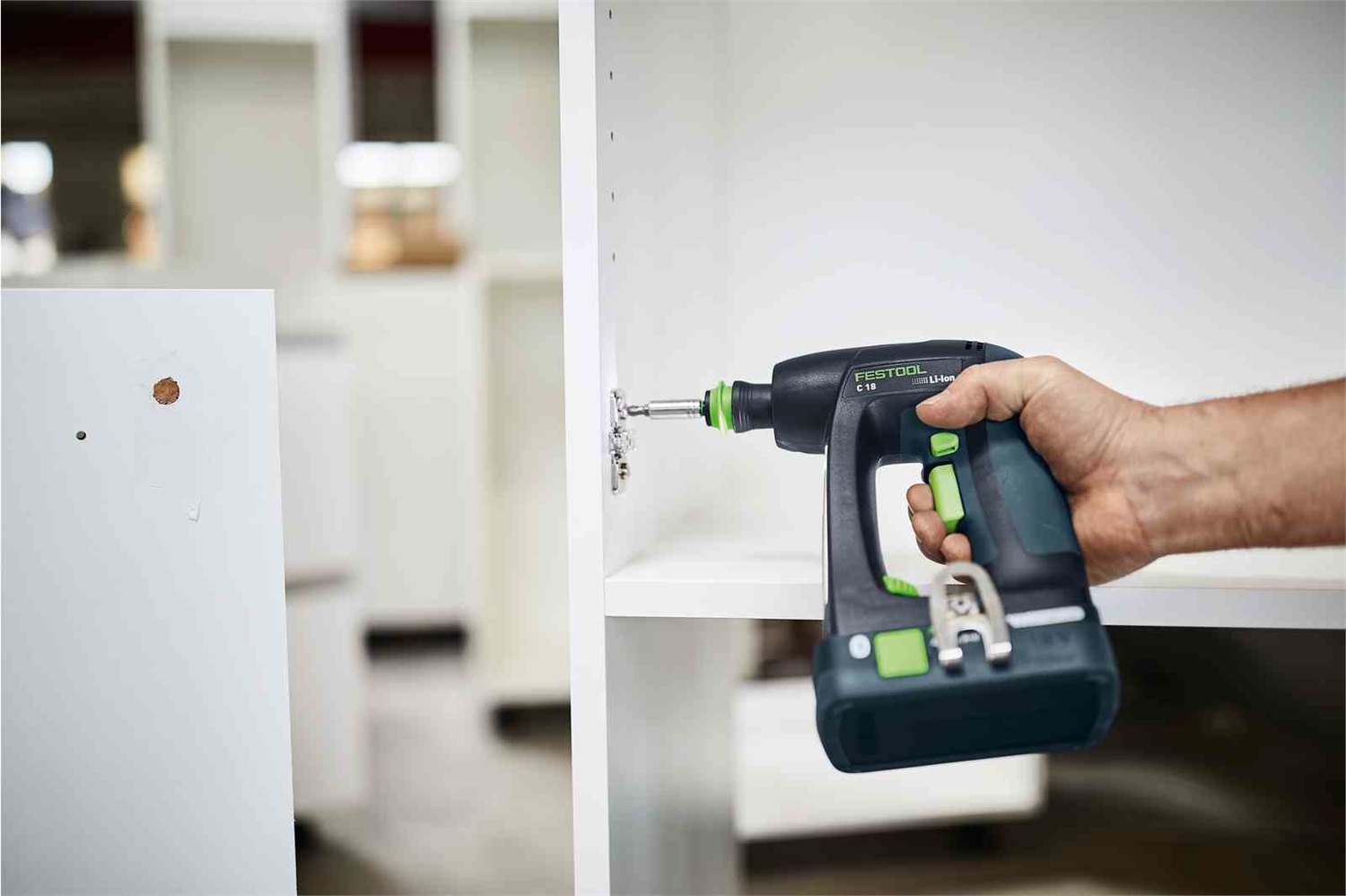 Festool C 18-Basic Trapano Avvitatore a Batteria 18V - 1500 Giri/min, 8 Nm, Senza Chiave, Impugnatura a Pistola, Sistema CENTROTEC, Accessori Inclusi