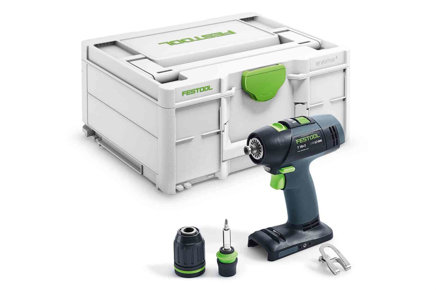 Festool Trapano Avvitatore a Batteria T 18 3-Basic - Nero, Blu, 1500 Giri/min, Cambio Rapido CENTROTEC