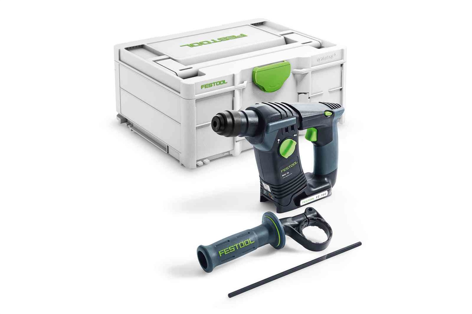 Festool BHC 18-Basic Martello Perforatore a Batteria con Impugnatura Aggiuntiva e Arresto di Profondità in Systainer