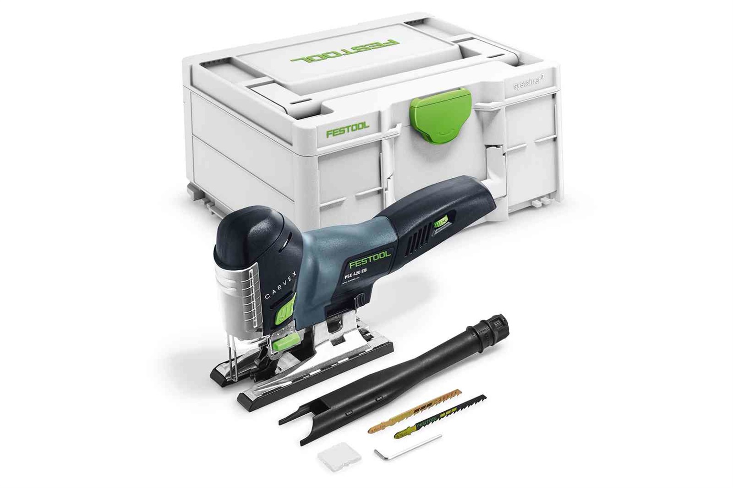 Festool CARVEX PSC 420 EB-Basic Seghetto Alternativo a Batteria 18V Li-Ion con 3800 spm e Capacità di Taglio nel Legno fino a 12 cm