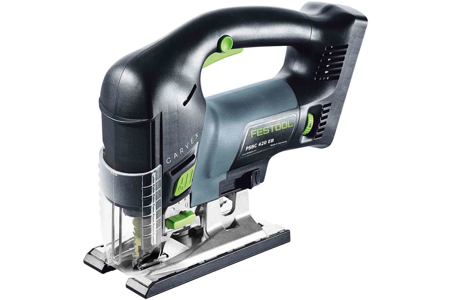 Festool CARVEX PSBC 420 EB-Basic Seghetto Alternativo a Batteria - 3800 spm, 2,3 kg, Capacità di Taglio nel Legno 12 cm, Impugnatura Softgrip
