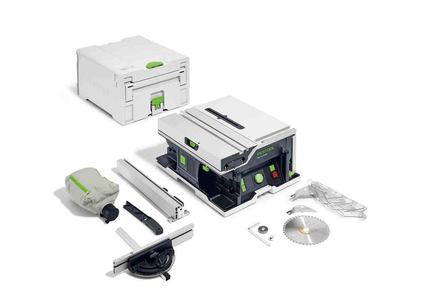 Festool Sega Circolare da Banco a Batteria CSC SYS 50 EBI-Basic - Tagli fino a 450 mm di larghezza, profondità di taglio fino a 48 mm, angoli da -2° a 47°
