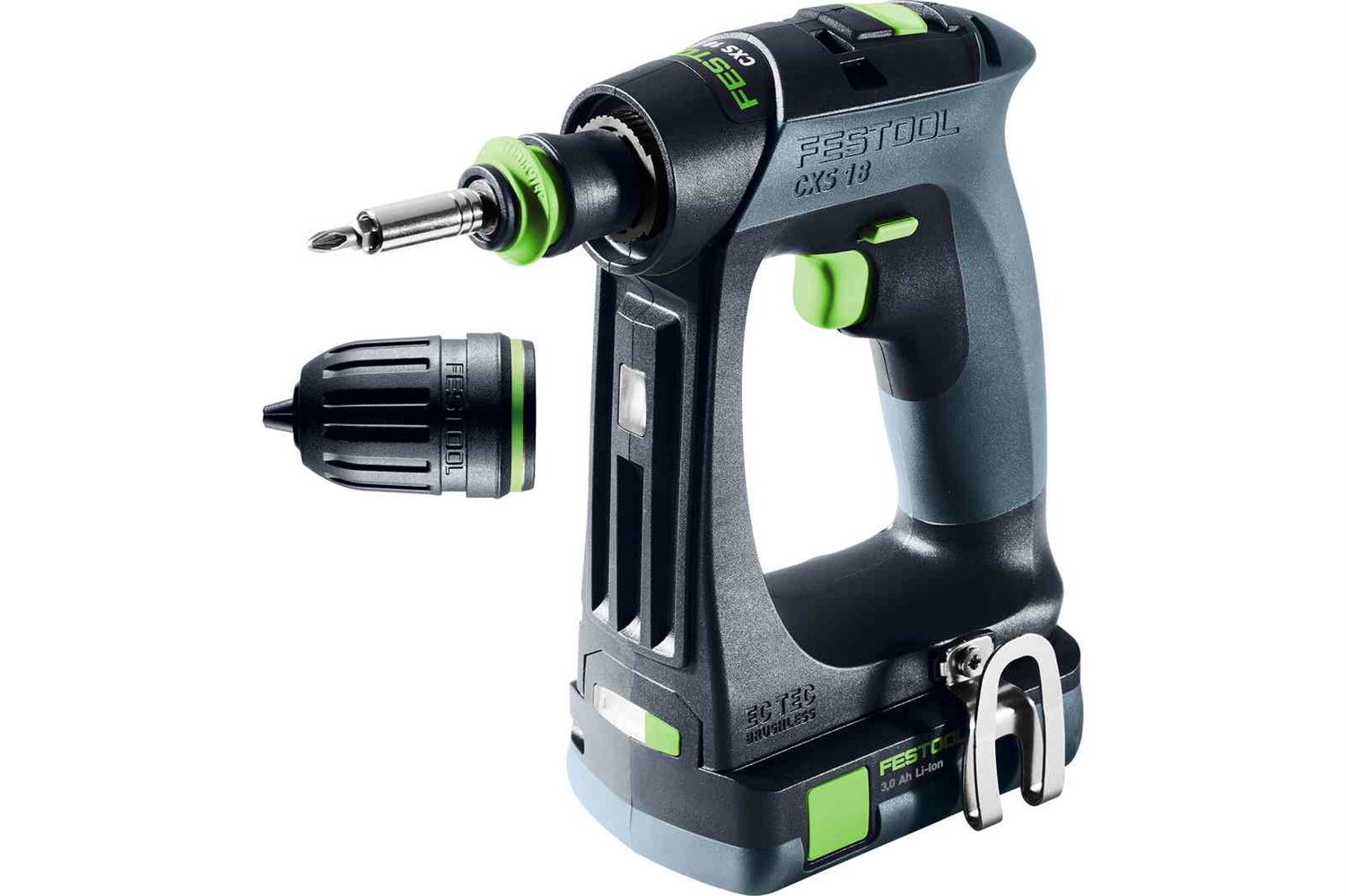 Festool CXS 18 C 3,0-Plus - Trapano Avvitatore a Batteria Professionale con 2 Batterie, Mandrino e Valigetta - Potenza 40 Nm, Velocità 1600 Giri/min, Ergonomico e Compatto