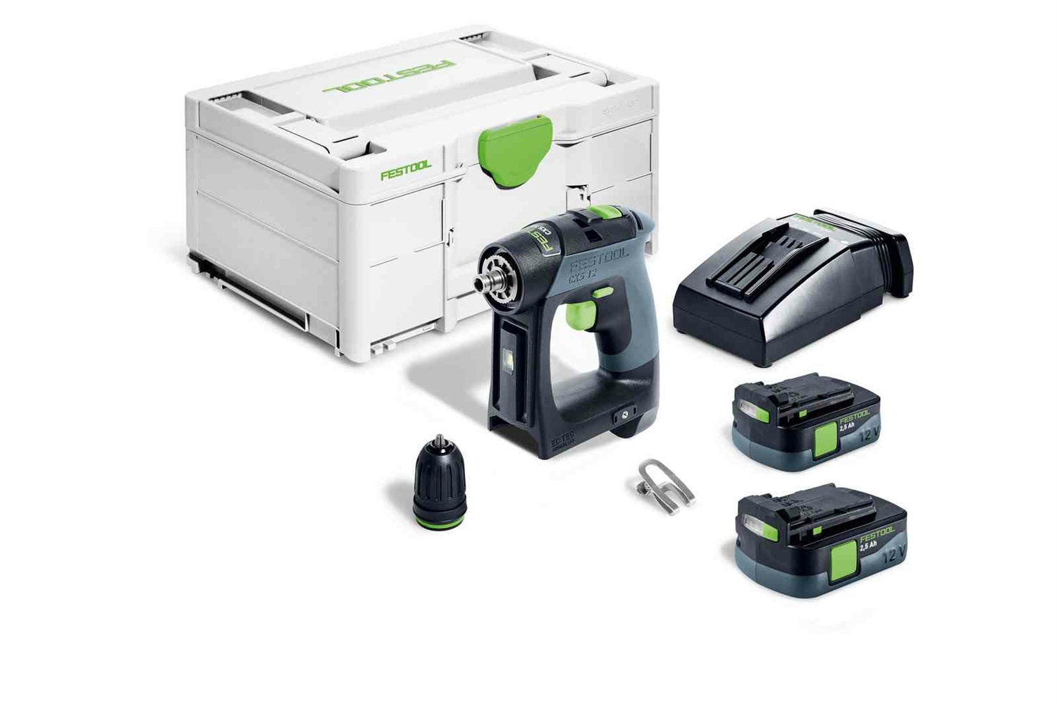 Festool CXS 12 2,5-Plus Trapano Avvitatore a Batteria Professionale con 2 Batterie, Mandrino e Valigetta - Coppia 30 Nm