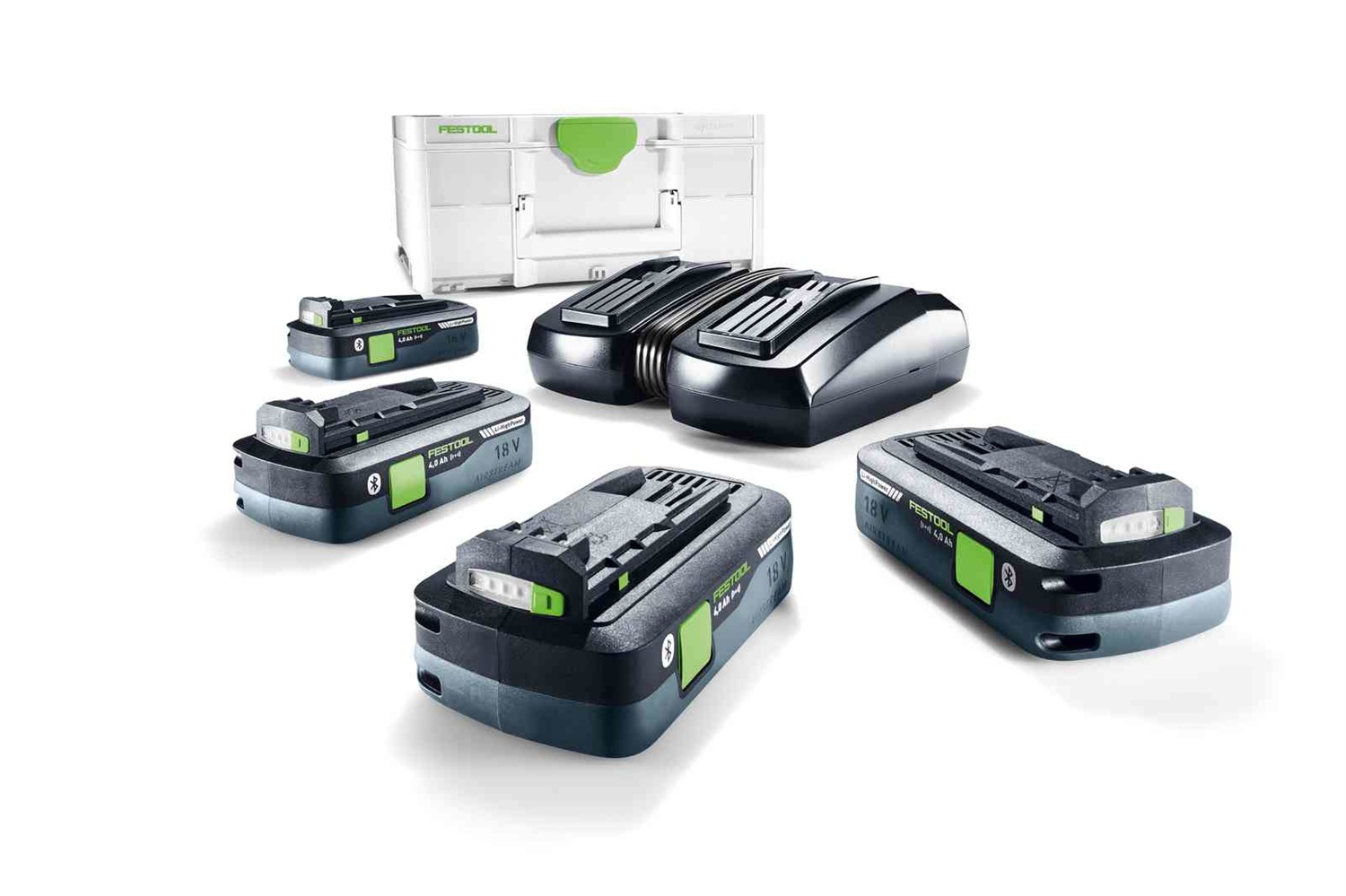 Festool Set Energia SYS 18V - 4 Batterie 18V 4Ah HPC-ASI e Caricabatterie TCL 6 DUO