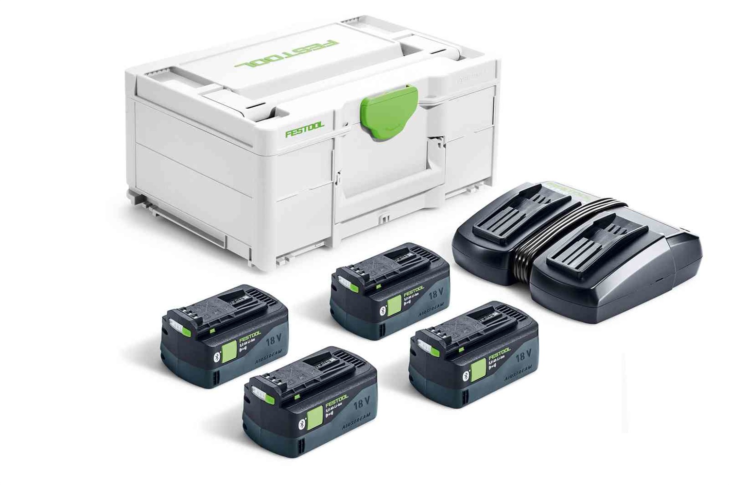 Festool Set Energia SYS 18V - 4 Batterie 5Ah Caricabatterie TCL 6 DUO
