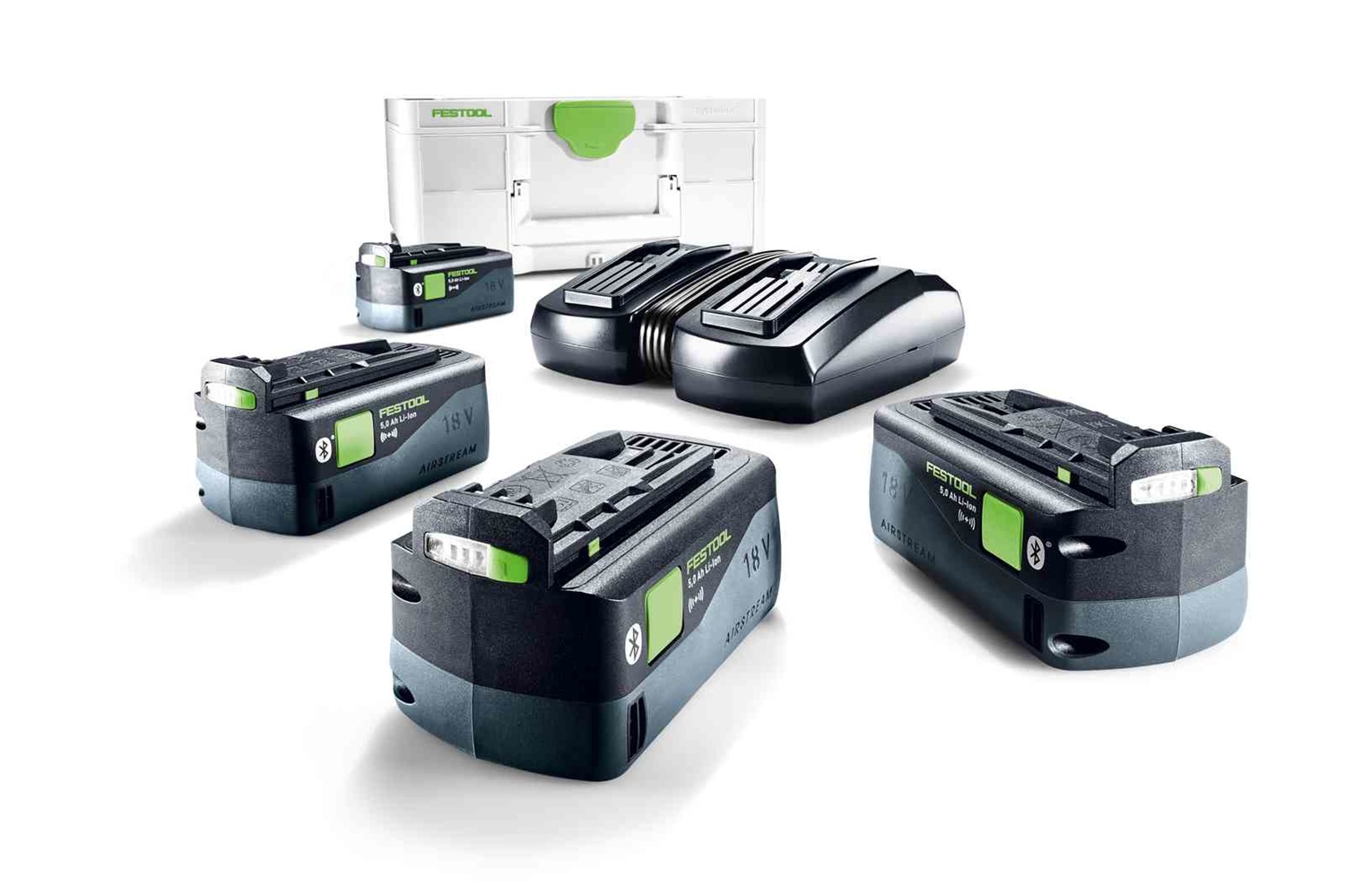 Festool Set Energia SYS 18V - 4 Batterie 5Ah Caricabatterie TCL 6 DUO