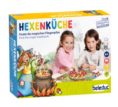 Beleduc Cucina delle Streghe - Gioco in Legno per Bambini, A partire da 4 Anni, Raccogli i Funghi del Colore Giusto