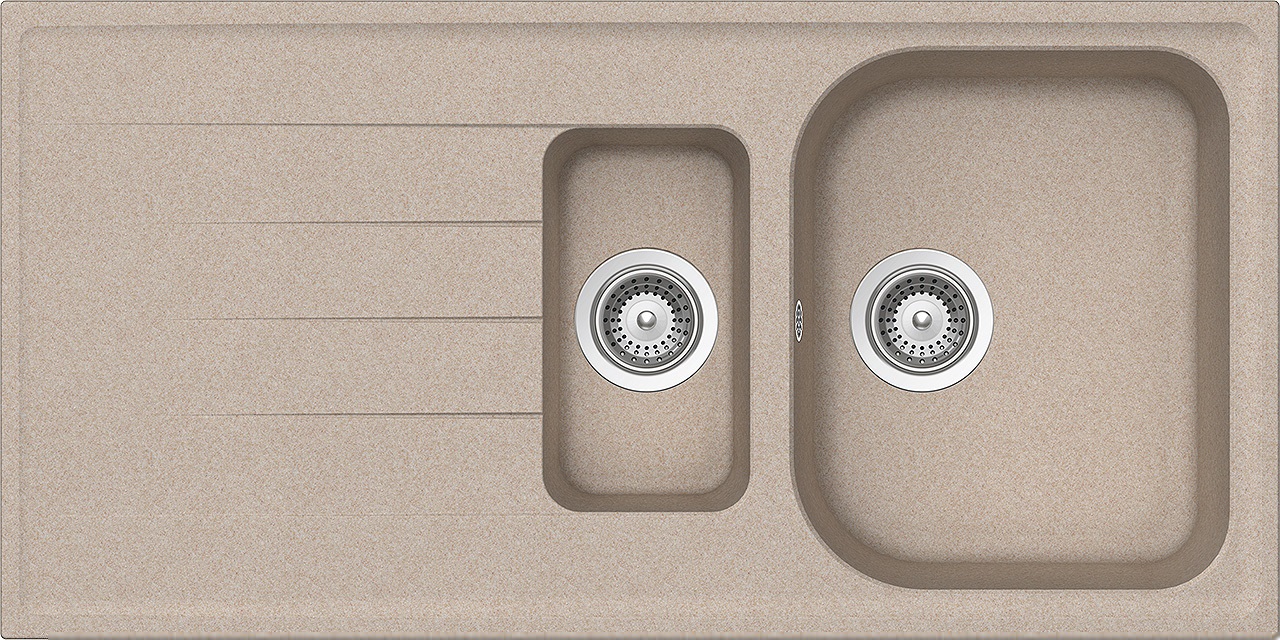 Schock Lithos D150 Lavello 1 Vasca e 1/2 con Gocciolatoio Reversibile 100 x 50 cm in Cristalite Avena