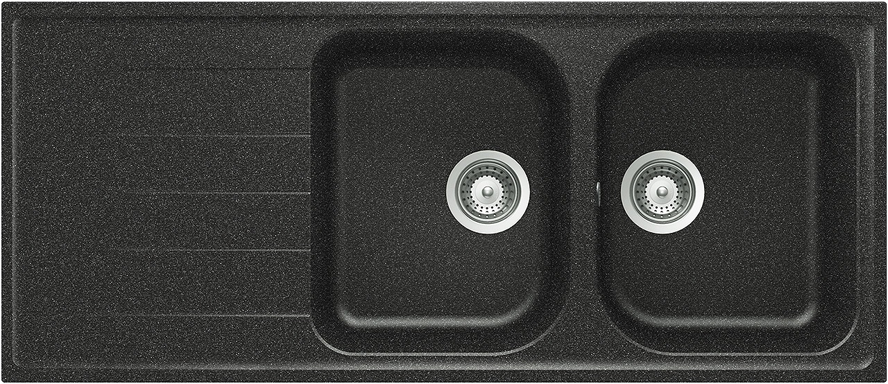 Schock Lithos D200 Lavello 2 Vasche Sopratop/Sottotop 116 x 50 cm con Gocciolatoio Reversibile in Cristalite® Antracite