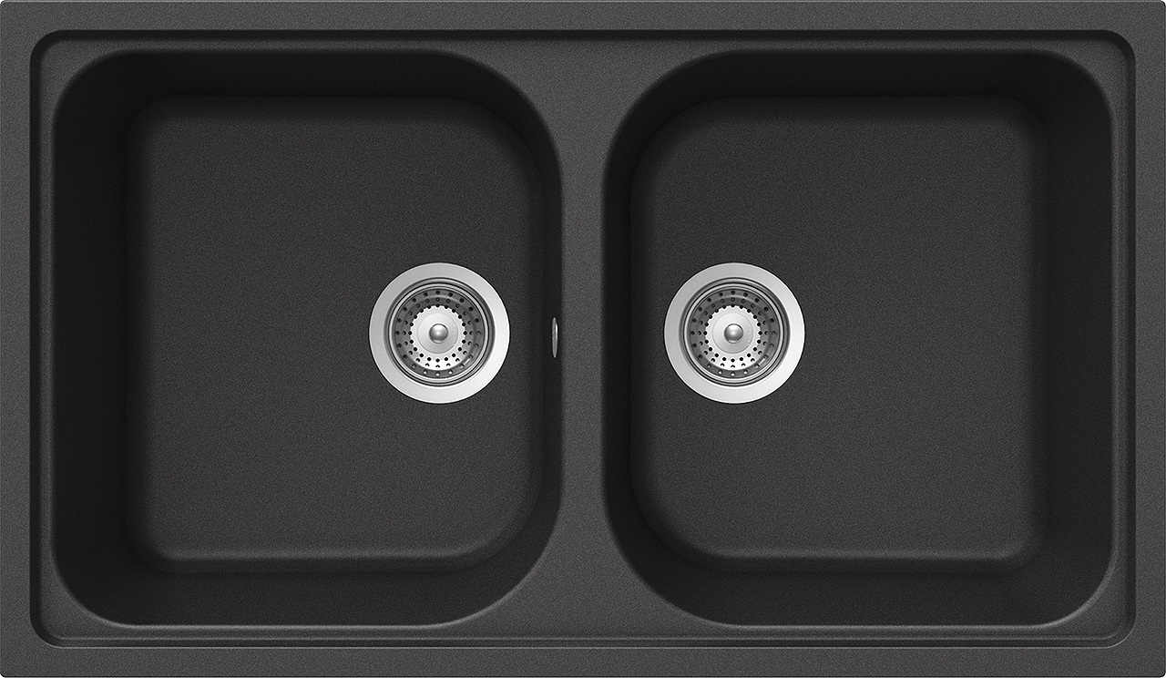 Schock Lithos N200 Lavello 2 Vasche Antracite 86 x 50 cm in Cristalite® - Sopratop/Sottotop
