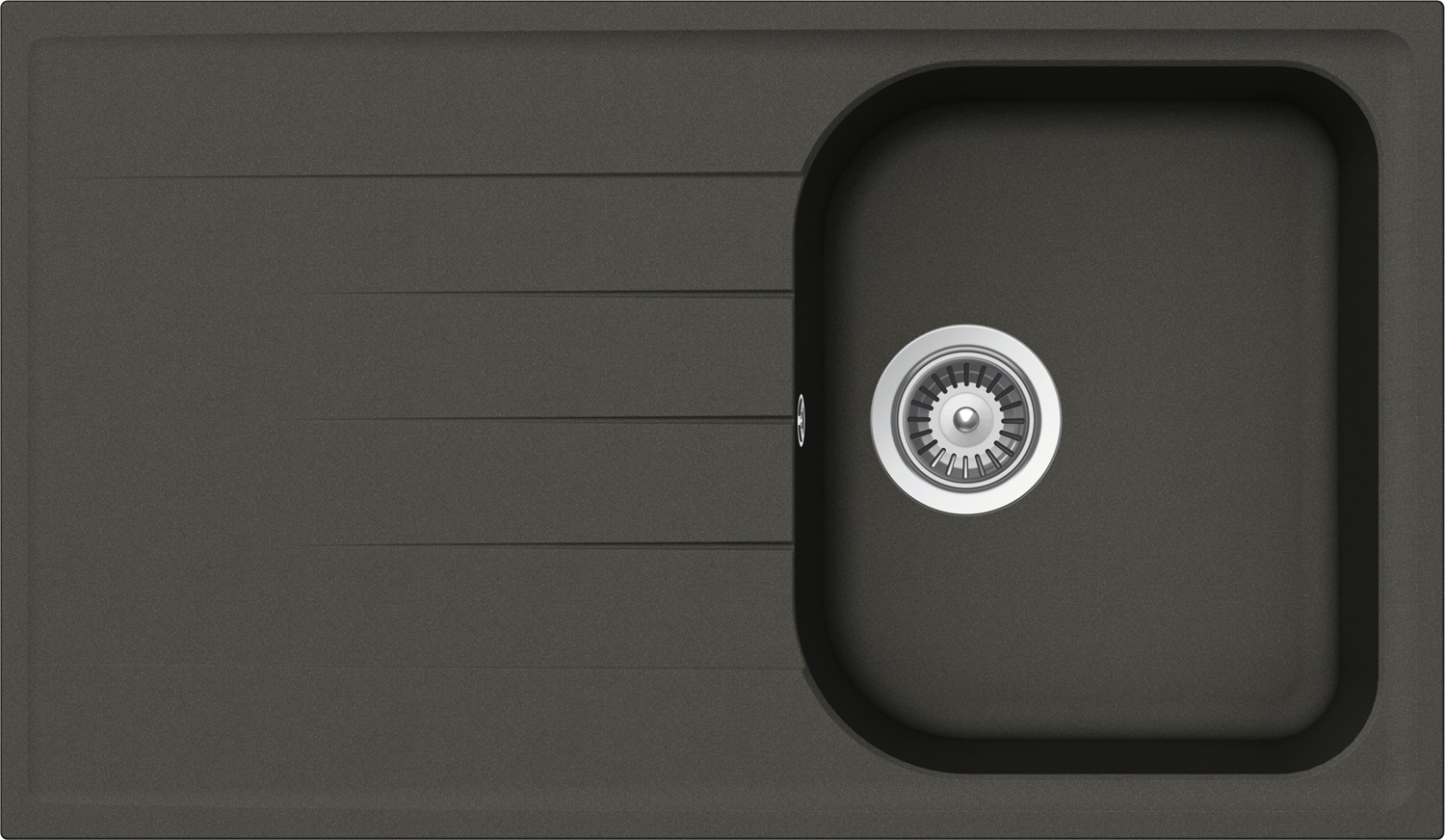 SCHOCK Lavello Lithos D100 1 Vasca 86x50 cm con Gocciolatoio Reversibile in Cristalite Plus Colore Asphalt