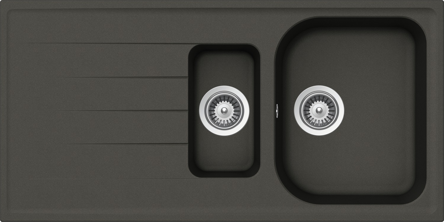 Schock Lithos D150 Lavello 1 vasca e 1/2 100 x 50 cm con gocciolatoio reversibile in Cristalite® finitura asphalt