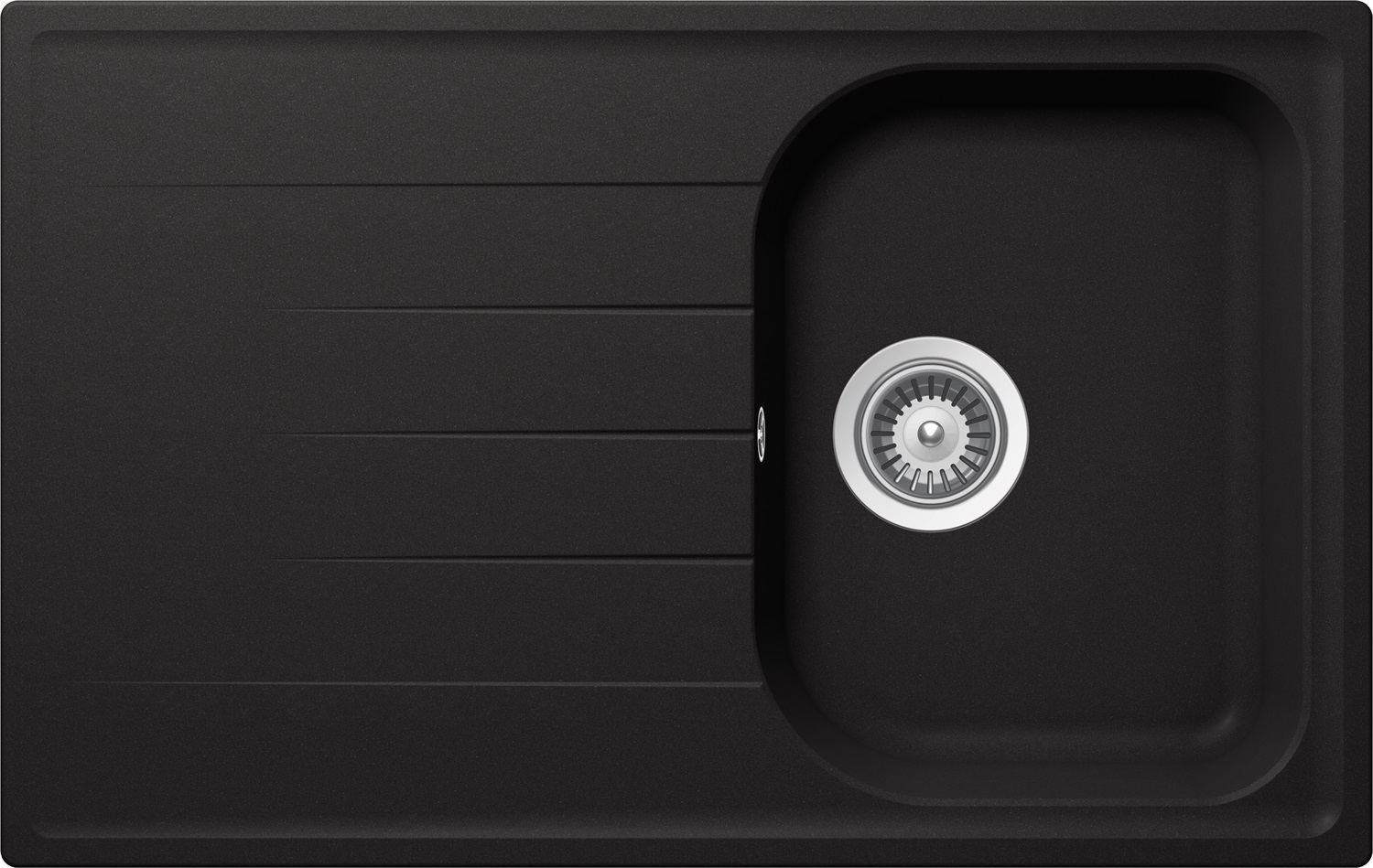 Schock Lithos D100S Lavello 1 Vasca Sopratop/Sottotop 79 x 50 cm con Gocciolatoio Reversibile in Cristalite® Nero Assoluto