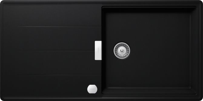 Schock Tia D100L Lavello 1 Vasca Reversibile con Gocciolatoio, Cristadur Premium, Nero Puro, 100 x 50 cm