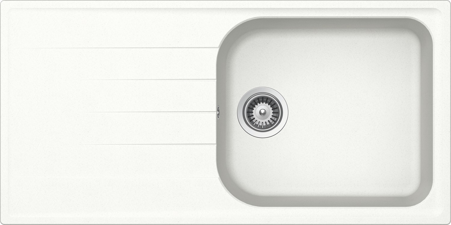 Schock Lithos D100L Lavello 1 Vasca Reversibile Sopratop/Sottotop 100 x 50 cm in Cristalite® Bianco Assoluto