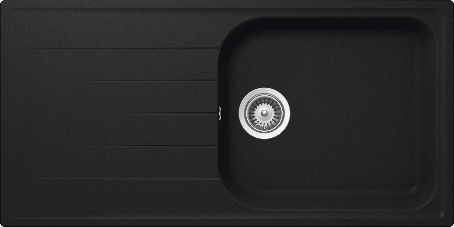 Schock Lithos D100L Lavello Incasso 1 Vasca Reversibile 100 x 50 cm in Cristalite® Antracite