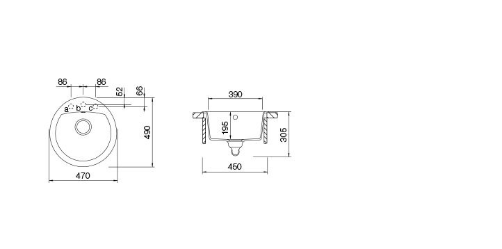 Schock Nemo R100 Lavello 1 Vasca Rotondo 49x47 cm in Cristalite® Avena - Installazione Sopratop/Sottotop