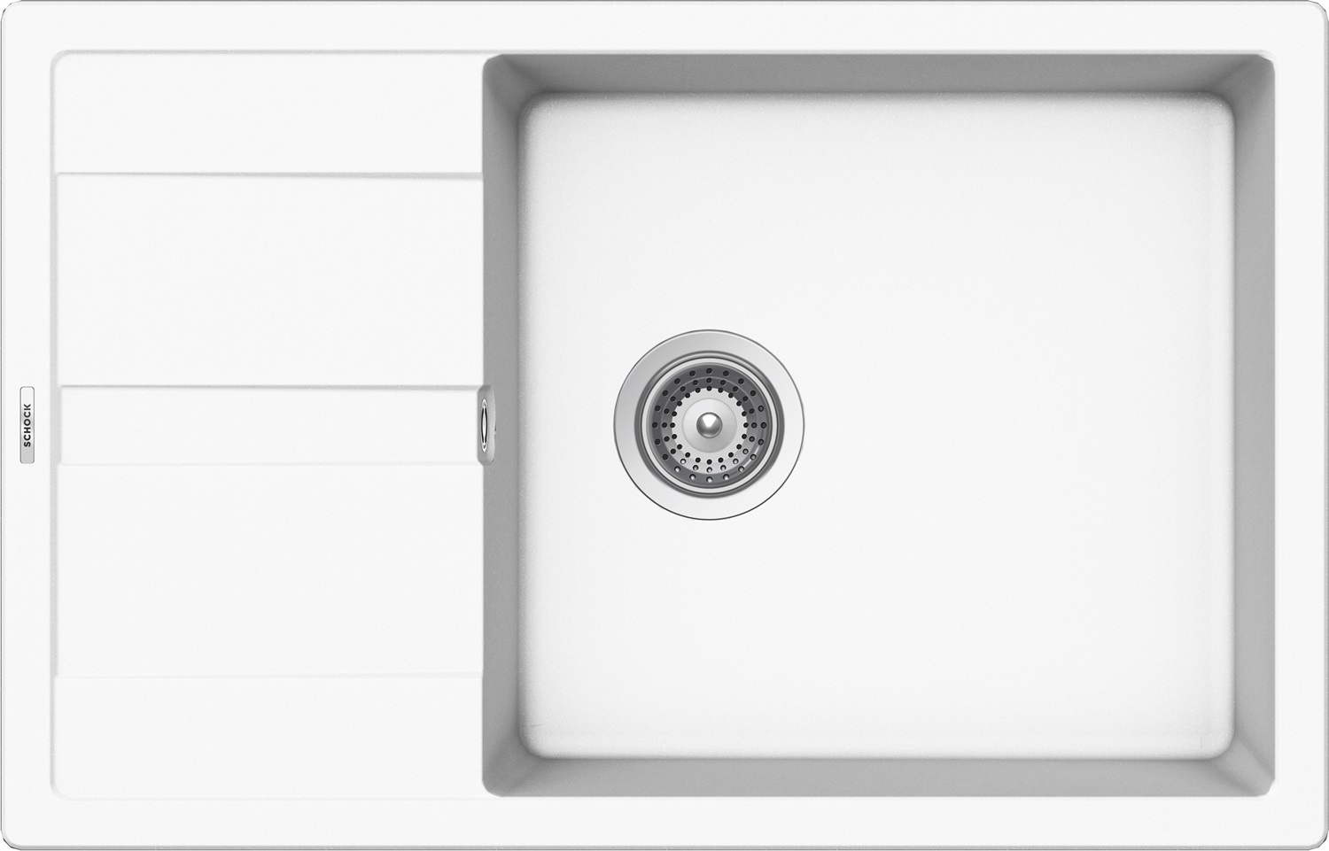 SCHOCK Primus D100XS Lavello Cucina 1 Vasca Large con Gocciolatoio Reversibile, Cristalite® Bianco Assoluto, 78 x 50 cm
