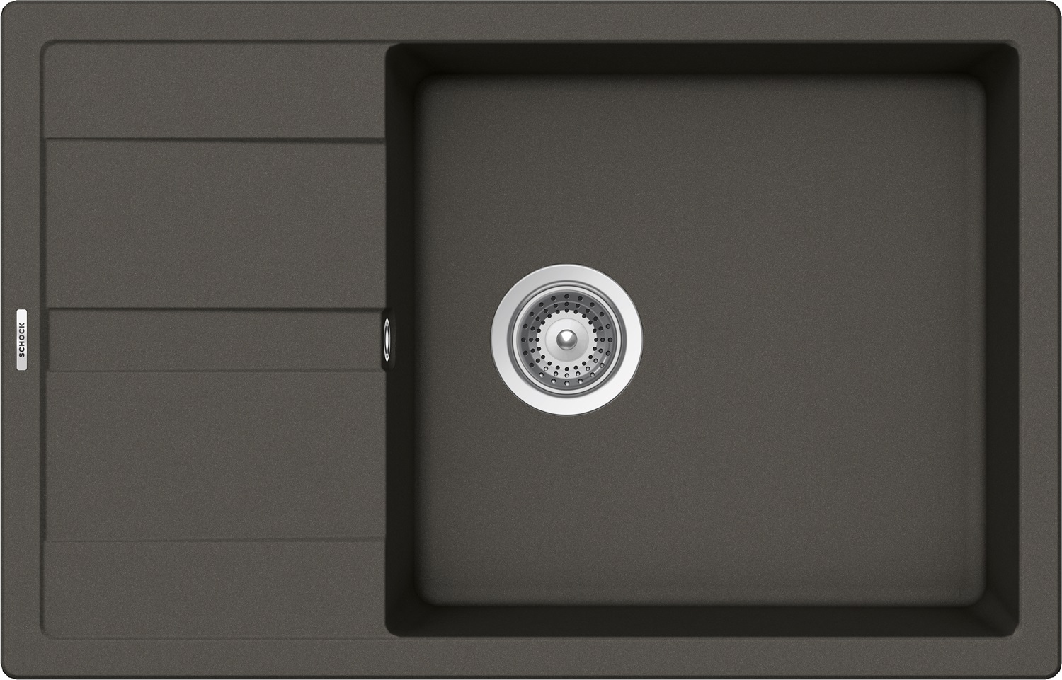 SCHOCK Primus D100XS Lavello Cucina 1 Vasca Large con Gocciolatoio Reversibile in Cristalite® Asphalt 780x500mm