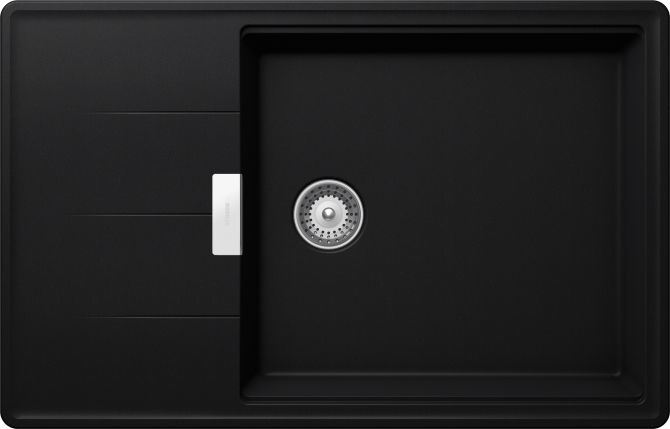Schock Tia D100LS Lavello 1 Vasca Sopratop/Sottotop 78 x 50 cm con Gocciolatoio Reversibile in Cristadur® Premium Nero Puro