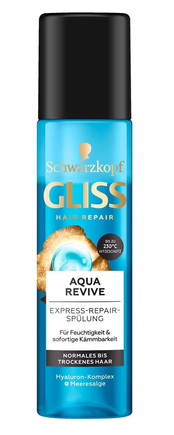 Schwarzkopf Gliss Express Repair Conditioner Aqua Revive 200 ml - Balsamo per capelli con idratazione extra e protezione dal calore